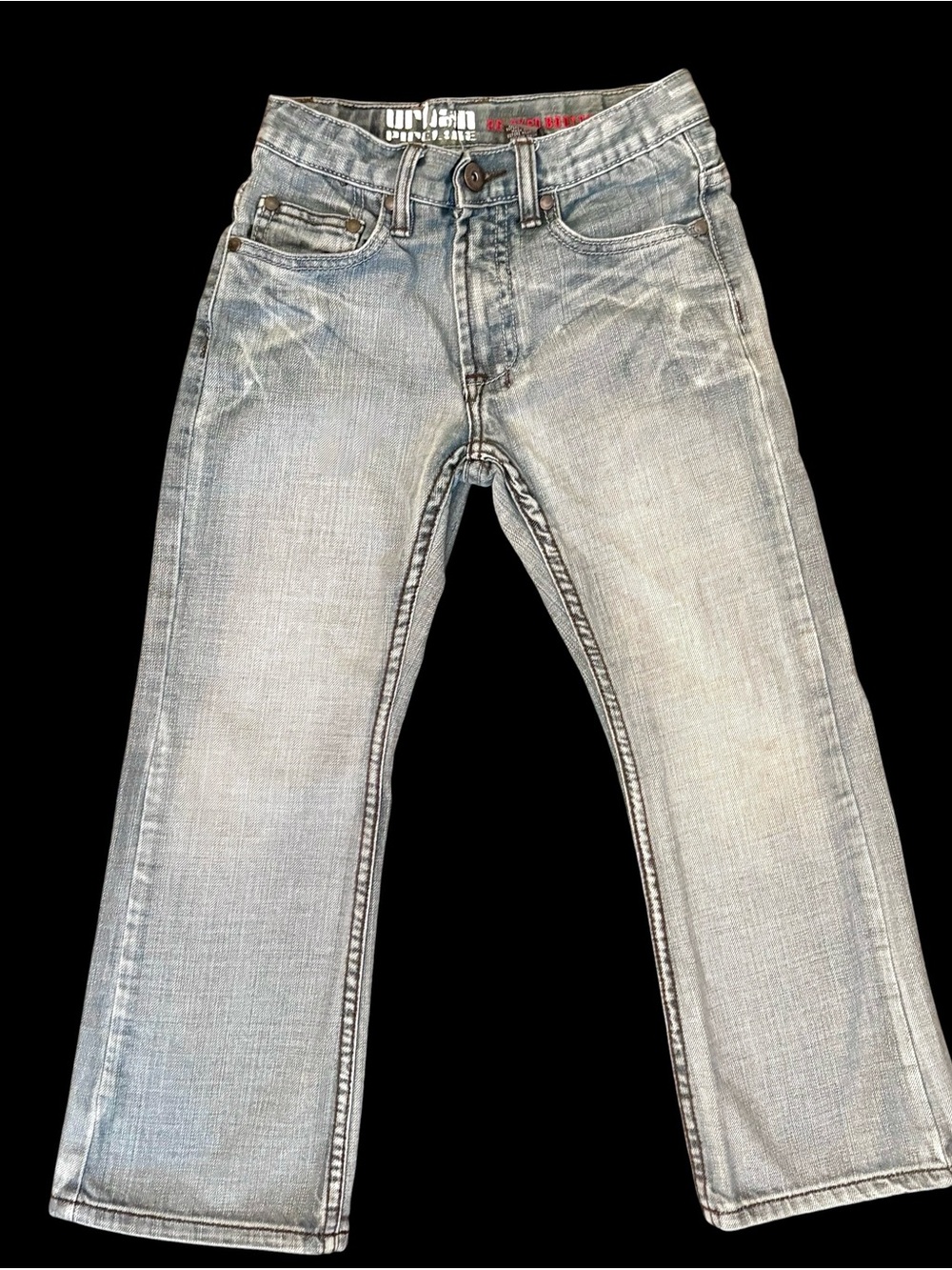 Urban Pipeline Boys Relaxed Bootcut Jeans Light Wash 8 Embellished Pockets Y2K